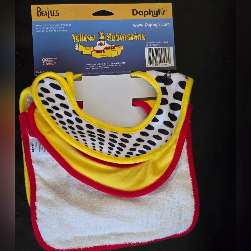 The Beatles Yellow Submarine Kids Baby Bib Set Yellow Black White Red NWT